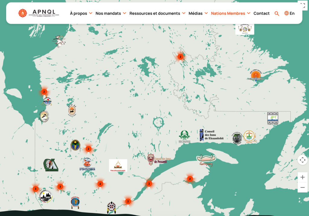Carte interactive APNQL
